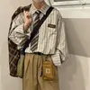 Simples, moderno, artístico, color-blocking, popular, masculino, versátil, primavera, estilo japonês padrão, manga longa, novo, moderno, casual, jovial