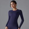 Nueva Tendencia Ropa de Yoga Deportiva Trendy Push-Up Manga Larga Color Sólido Slim Elástica Fitness Moldeadora Tops de Entrenamiento para Correr para Mujer