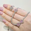 Amor Transfronterizo Circonita Sintética Dos Piezas Dulce Fresco Anillo Collar r4599-x8300