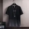 Camiseta de manga corta para hombre, moderna, con cuello redondo y estampado de letras, de seda helada, nueva llegada, 2025