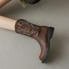 Estilo europeu e americano simples bordado com boca em V cabeça redonda Root Knight Boots outono 2024 Nova chegada zíper traseiro para todos os jogos botas doces e legais