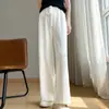 Pantalones Anchos Nuevos para Mujer de Otoño/Invierno 2026 Transfronterizos, de Cintura Alta, Holgados, Adelgazantes, Cintura Elástica, de Punto, Largos con Costura Central para Uso en Exteriores