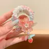 Diadema de pelo con borla floral estilo chino para niñas, cuerda para el pelo Hanfu estilo antiguo, linda goma elástica para el pelo, accesorio para el pelo