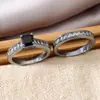 Comercio exterior superventas moda europea y americana anillo de doble capa circonita anillo negro regalo para amantes anillo de diseño nicho con temperamento