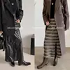 2024 Nuevas Botas Chelsea para Mujer Botas Individuales Piel de Oveja Punta Cuadrada Tacón Grueso Botas de Color Tacón Medio Grueso Botas de Humo Botines para Mujer