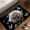 Tapete de Chão 3D Flor Rosa de Terra de Diatomáceas Transfronteiriço, Tapete Absorvente para Banheiro, Tapete Antiderrapante de Secagem Rápida para Entrada de Vaso Sanitário, Tapete de Entrada Doméstico