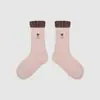1746 calcetines infantiles al por mayor, calcetines de media caña bordados con lazo, estilo Miu girl, calcetines de algodón sin costuras con puños holgados para niñas