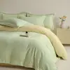 Juego de cuatro piezas de terciopelo de leche, engrosado para abrigar en otoño e invierno, con felpa francesa y forro polar de coral con ribete acanalado de borde ancho, un juego de ropa de cama de cuatro piezas
