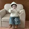 Jaqueta Infantil de Veludo com Capuz 2025 Inverno Novo Estilo Estilo Bebê Acolchoada Espessada Algodão Outerwear Meninas Quente Algodão Outerwear