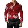 Camisa Otoño 2026 Cruzada Casual Navidad Ropa para Hombre Europea y Americana Camisa Estampada Cárdigan Camisa de Manga Larga
