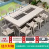 Mesa e Cadeira para Churrasco ao Ar Livre Mojia Combinação de Alumínio Fundido Churrasqueira a Carvão ao Ar Livre Jardim Conjunto de Lazer para Casa Pátio Terraço