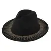Sombrero Nupcial Europeo y Americano Nuevo Estilo Ala Ancha Estampado Dorado Ante Sombrero de Fieltro de Ala Ancha Moda Corazón de Melocotón Sombrero de Vaquero