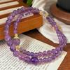 Pulsera de Amatista Natural para Mujer Pulsera de Cristal de Lavanda de Tres Anillos para Novias Regalo de Cumpleaños Producto Nuevo 2024