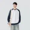 Moletom Listrado Japonês Masculino Primavera e Outono Novo Solto Casual Simples cleanfit Moderno Manga Longa Gola Redonda Jaqueta