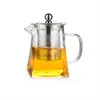 Tetera de vidrio, taza de té de borosilicato alto, infusor de té de acero inoxidable con filtro, olla de vidrio resistente al calor, tetera pequeña cuadrada