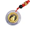 Colgante de jade con incrustaciones de oro calcedonia ágata con incrustaciones de oro para correr a tiempo Guanyin Buda hombres y mujeres parejas tienda de oro regalos