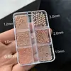 Comercio Exterior 6 Compartimentos Cuentas de Acero para Uñas Accesorios 0.6-3.0mm Redondas Completas Dorado y Plateado de Alto Brillo Mini Cuentas de Acero Decoraciones Versátiles para Uñas