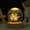 Globo de Cristal do Sistema Solar Brilhante Esculpido Luz Noturna de Mesa Ornamento Bola de Vidro Decoração Presente Dia das Crianças Aniversário