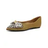 Zapatos Planos Weiwei Lady 5933-41 Estilo Francés con Lazo de Pedrería para Mujer, Elegantes Zapatos de Punta Fina con Escote Bajo y Suelas Suaves
