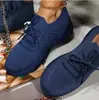Tênis Esportivo Plus Size para Mulheres 2021 Primavera Novo Solado Grosso Cor Pura Tênis Dad Feminino Fly-Knit Desejo Transfronteiriço