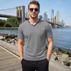 Camiseta para Hombre de Estilo Callejero Americano Nuevo con Botones de Color Contrastante y Mangas Cortas Casual Deportivas Multicolor - Amazon Transfronterizo