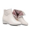 Botas color blanco crema para mujer otoño e invierno 2023, nuevos zapatos de cuero, botas de mujer con forro polar, zapatos de mamá de mediana edad, zapatos acolchados de algodón, botines de cuña