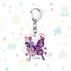 Novo Chaveiro Acrílico My Little Pony Estilo Borboleta com Pingente Pequeno de Fluttershy, Rainbow Dash, Pinkie Pie, Rarity, Twilight Sparkle