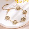 Comercio Electrónico Transfronterizo Pulsera de Acero Inoxidable con Flor de Cinco Pétalos y Nácar Chapado al Vacío 18K Pulsera que No se Desvanece