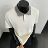 Ropa para Hombre Estilo Old Money con un Toque Retro Diseño de Punto de Manga Corta, Camiseta de Verano de Manga Corta de Negocios de Alta Gama con Cuello, Corte Ajustado