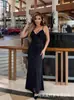 Vestido feminino transfronteiriço sexy com decote em V profundo e fenda plissada saia longa sereia vestido de festa noturna estilo europeu e americano