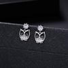 Brincos de Prata 925 com Pino Coruja Elegante e Diamante Joias Coreanas Joias Exageradas para Mulheres Brincos Versáteis