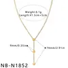 Colar de aço inoxidável com zircônia e strass, em formato de gota e estrela de oito pontas, estilo europeu e americano de luxo leve, para mulheres, acessório versátil banhado a ouro 18K