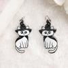 Pendientes, collar y llavero de gato negro de acrílico de doble cara para Halloween, gran oferta transfronteriza, accesorios colgantes