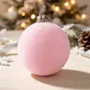 Bola Única Veludo Flocado Bola de Natal Bola Pendurada Decorações de Árvore de Natal Vermelho de Natal Acessórios Pingente de Ano Novo Acessórios