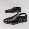 Sandálias Masculinas Cruzadas Tamanho Grande Novos Sapatos de Couro Vazados Moda Masculina Respirável Casuais Sapatos de Couro Masculinos Tendência Comércio Exterior