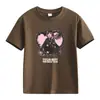 Comercio Exterior Americano Verano Pesado Color Sólido Estampado de Letras Algodón Manga Corta Camiseta Manga Media Ropa para Clase Padre-Hijo Ropa para Niños