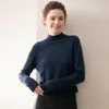 Lavável à máquina, mantém a forma~ Malha fina, gola alta, suéter 100% lã para mulheres, top ultra fino de Merino, suéter de base