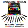 Uau, marcadores criativos de pintura para crianças com ponta dupla, canetas de tinta acrílica, canetas para pintura manual DIY, materiais de arte para estudantes