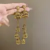 Pendientes Vintage con Borla de Cadena Desgastada Estilo Étnico Pendientes de Diseño Largo de Nicho Accesorios Versátiles para el Cabello Accesorios de Joyería para Mujeres