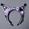 Diadema Infantil Estilo Princesa, Lindo Accesorio para el Cabello de Malla con Lazo de Kuromi de Dibujos Animados, Tocado Morado Super Hada para Niñas