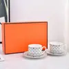 Conjunto de Xícara e Pires para Café de Porcelana Óssea Família H Criativa Xícara de Chá com Pires Doméstico Simples Cerâmica para Chá Perfumado Atacado Transfronteiriço