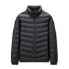 Chaqueta de plumón ligera para hombre con cuello alto para otoño e invierno, 90% plumón de pato, tejido de nailon, anti-fugas, abrigo cálido casual, múltiples colores
