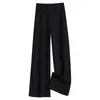 Pantalones de mujer de pierna ancha, fluidos, de cintura alta, estilo coreano, nuevo otoño 2026, negros, rectos, de corte holgado, pantalones de traje, pantalones casuales adelgazantes