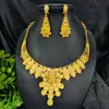 Conjunto de Joias Banhado a Ouro de Latão 24K Conjunto de Joias para Casamento Colar Brincos Colar de Noiva de Dubai