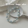 Pulsera de cuentas de flor de coche Aquamarous de plata esterlina S925 hecha a mano con diseño de nicho de Corea del Sur, joyería de mano con sentido avanzado que combina con todo.