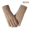 Uau, Luvas de Tricô de Inverno Femininas Feitas Sob Medida para Cruzamento de Fronteiras com Forro de Lã, Espessadas para Aquecimento, Adequadas para Ciclismo ao Ar Livre, Compatíveis com Tela Sensível ao Toque
