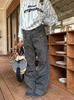 Pantalones rectos vintage de nicho lavados viejos con múltiples bolsillos para hombres y mujeres, pantalones casuales holgados de calle americanos