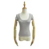 Bt811-26 Estilo Nuevo de Primavera Estilo Europeo y Americano Deseo Puro Sexy Grande Redondo Cuello Redondo Manga Corta Elástico Ajustado Delgado Camiseta