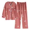 Pijama Feminino Primavera e Outono 2026 Novo Algodão Puro Manga Longa Outono Meia-idade Mãe Tamanho Grande Conjunto de Roupas para Casa