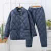 Pijama de hombre de tres capas acolchado para papá, cálido, grueso, de forro polar coral para otoño e invierno, holgado, de talla grande, ropa para el hogar